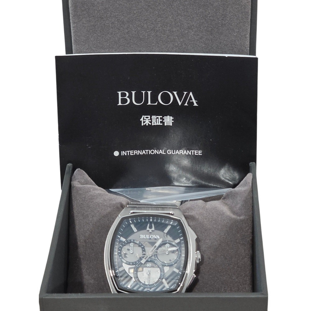 Bulova Precision Chronograph‎ Men's Watch Stainless Steel Black Dial w/ Box - Picture 2 of 10